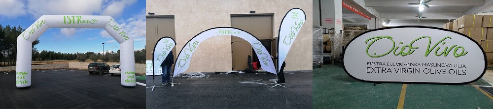 Inflatable Arch + FPV Gate + Teardrop Banner + A Banner for a Maraphon Race
